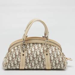 مملوكة مسبقًا Dior Trotter Ivory/Beige Diorissimo Canvas and Leather Floral Embroidered Satchel