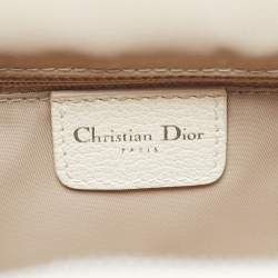 مملوكة مسبقًا Dior Trotter Ivory/Beige Diorissimo Canvas and Leather Floral Embroidered Satchel