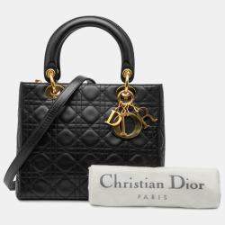 مملوكة مسبقًا Dior Black Medium Lambskin Cannage Lady Dior