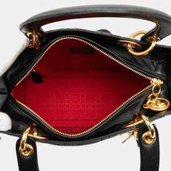 مملوكة مسبقًا Dior Black Medium Lambskin Cannage Lady Dior