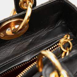 مملوكة مسبقًا Dior Black Medium Lambskin Cannage Lady Dior