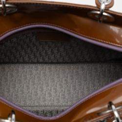 Pre Owned حقيبة ديور البنية الكبيرة ليدي ديور الجلدية كاناج