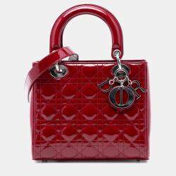 مملوكة مسبقًا Dior Red Medium Patent Cannage Lady Dior