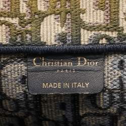 Pre Owned Dior Book Large Blue Oblique Embroidered Canvas Tote