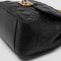 Pre Owned حقيبة ديور ميس ديور جلد كانونج سوداء مع سلسلة وقلاب