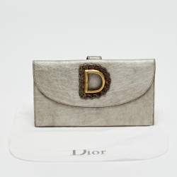 مملوكة مسبقًا Dior D Flap Grey Leather Continental Wallet