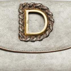 مملوكة مسبقًا Dior D Flap Grey Leather Continental Wallet