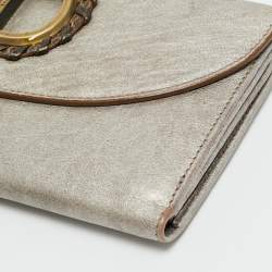 مملوكة مسبقًا Dior D Flap Grey Leather Continental Wallet