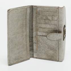 مملوكة مسبقًا Dior D Flap Grey Leather Continental Wallet