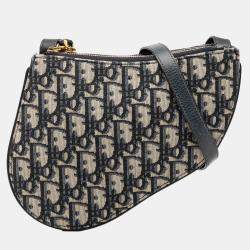 Pre Owned Dior Blue Oblique Canvas Saddle Triple Zip Crossbody