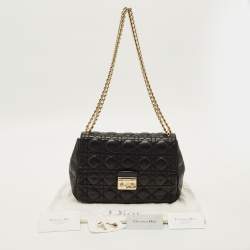 Pre Owned Dior Miss Dior Chain Black Cannage Leather Flap Bag