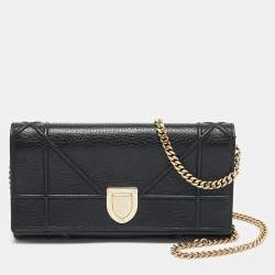 مملوكة مسبقًا Dior Diorama Black Leather Wallet On Chain