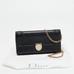 مملوكة مسبقًا Dior Diorama Black Leather Wallet On Chain