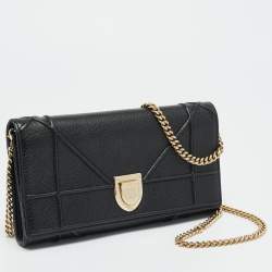 مملوكة مسبقًا Dior Diorama Black Leather Wallet On Chain