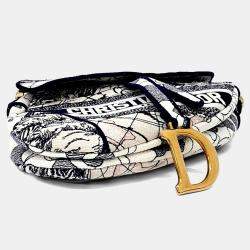 Pre Owned Dior Multicolor Fabric Saddle Bag + Strap