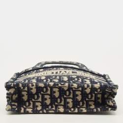 Pre Owned حقيبة يد ديور ميني كتاب كنفاس أوبليك أزرق بحري