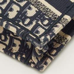 Pre Owned حقيبة يد ديور ميني كتاب كنفاس أوبليك أزرق بحري