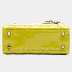 Pre Owned حقيبة ديور ليدي ديور صفراء صغيرة كاناج براءة اختراع