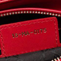 Pre Owned Dior Red Medium Lambskin Cannage Lady Dior