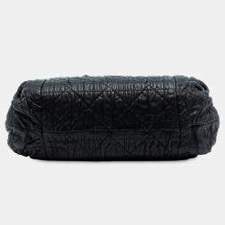 Pre Owned Dior Black Lambskin Cannage Gaufre Delices Shoulder Bag