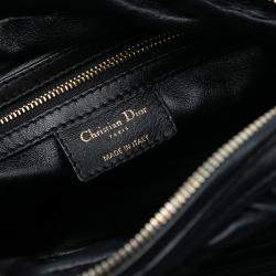 Pre Owned Dior Black Lambskin Cannage Gaufre Delices Shoulder Bag