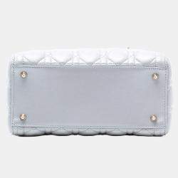 Pre Owned حقيبة ديور ليدي ديور كاناج متوسطة جلد حمل لؤلؤي