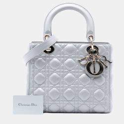 Pre Owned حقيبة ديور ليدي ديور كاناج متوسطة جلد حمل لؤلؤي