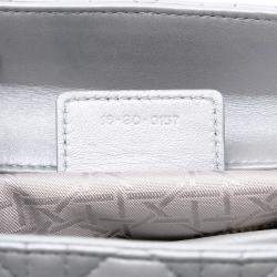 Pre Owned حقيبة ديور ليدي ديور كاناج متوسطة جلد حمل لؤلؤي