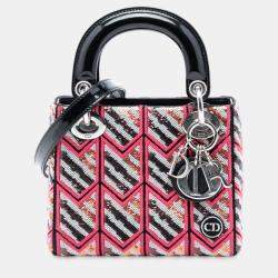Pre Owned Dior Pink Mini Patent Sequined Lady Dior