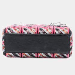 Pre Owned Dior Pink Mini Patent Sequined Lady Dior