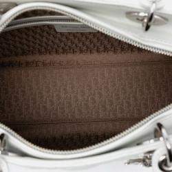 مملوكة مسبقًا Dior White Large Lambskin Cannage Lady Dior