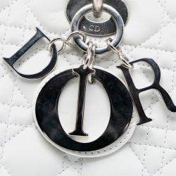 مملوكة مسبقًا Dior White Large Lambskin Cannage Lady Dior