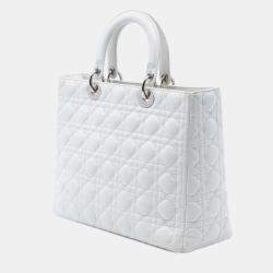 مملوكة مسبقًا Dior White Large Lambskin Cannage Lady Dior