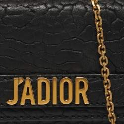 Pre Owned Dior J'Adior Croisiere Black Leather Wallet On Chain