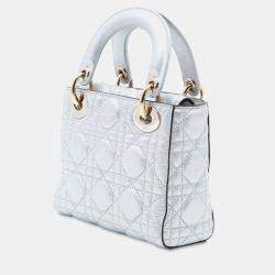 مملوكة مسبقًا Dior Silver Mini Metallic Lambskin Cannage Lady Dior