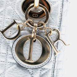 مملوكة مسبقًا Dior Silver Mini Metallic Lambskin Cannage Lady Dior
