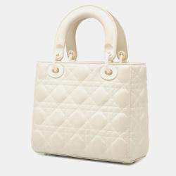 Pre Owned Dior White Small Ultra Matte Calfskin Cannage My ABCDior Lady Dior