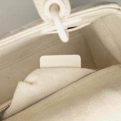 Pre Owned Dior White Small Ultra Matte Calfskin Cannage My ABCDior Lady Dior