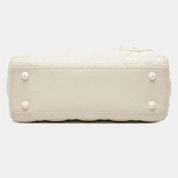 Pre Owned Dior White Small Ultra Matte Calfskin Cannage My ABCDior Lady Dior