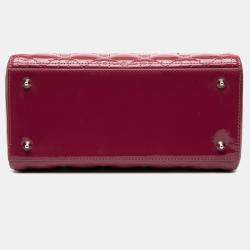 Pre Owned Dior Pink Medium Patent Cannage Lady Dior