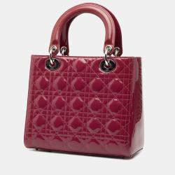 Pre Owned Dior Pink Medium Patent Cannage Lady Dior