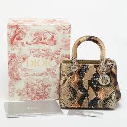 مملوكة مسبقًا Dior Lady Dior Medium Gold/Black Python Tote