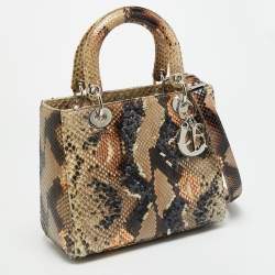 مملوكة مسبقًا Dior Lady Dior Medium Gold/Black Python Tote