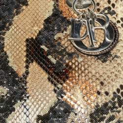 مملوكة مسبقًا Dior Lady Dior Medium Gold/Black Python Tote