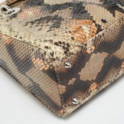 مملوكة مسبقًا Dior Lady Dior Medium Gold/Black Python Tote