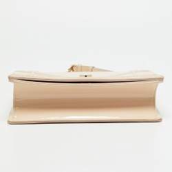 Pre Owned Dior Diorama Medium Beige Patent Leather Shoulder Bag