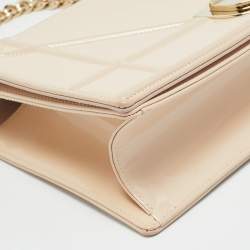 Pre Owned Dior Diorama Medium Beige Patent Leather Shoulder Bag