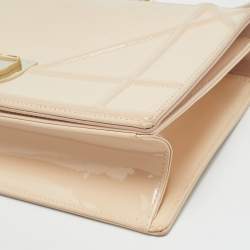 Pre Owned Dior Diorama Medium Beige Patent Leather Shoulder Bag