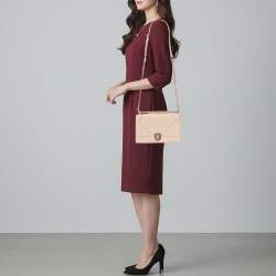 Pre Owned Dior Diorama Medium Beige Patent Leather Shoulder Bag