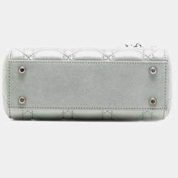 مملوكة مسبقًا Dior Silver Mini Iridescent Lambskin Cannage Lady Dior